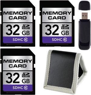 32GB SDHC Class 10 Memory Card + SD Card USB Reader + Memory Card Wallet Bundle (3-Pack)