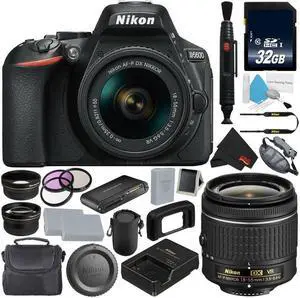 Nikon D5600 DSLR Camera with 18-55mm VR AF-P Lens (Black) 1576 (International Model) + EN-EL14A Rechargeable Li-Ion Battery + 32GB SDHC Memory Card + Carrying Case + Deluxe Cleaning Kit Bundle