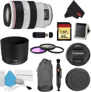 Canon EF 70-300mm f/4-5.6L is USM Lens Bundle w/ 64GB Memory Card + Accessories 3 Piece Filter Kit (International Model)