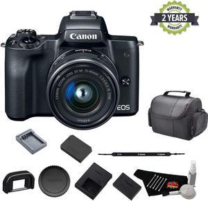 Canon EOS M50 Mirrorless Digital Camera with 15-45mm Lens and 4K Video 2680C011 Bundle with Spare Battery and Travel Cha
