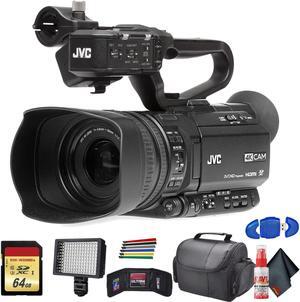 JVC GY-HM180 Ultra HD 4K Camcorder with HD-SDI (GY-HM180U) With Padded Case, LED Light, 64GB Memory Card and More Base Bundle