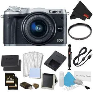 Canon EOS M6 Mirrorless Digital Camera with 15-45mm Lens (Silver) Pro Bundle - Intl Model