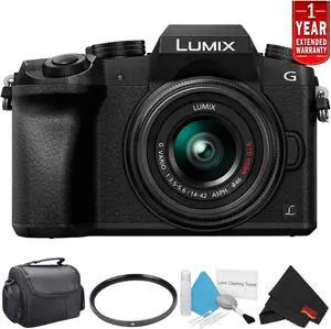 Panasonic Lumix DMC-G7 Mirrorless Digital Camera with 14-42mm Lens - Starter Bundle with 1 Year Extended Warranty