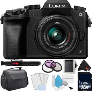 Panasonic Lumix DMC-G7 Mirrorless Digital Camera with 14-42mm Lens - Bundle with 32GB Memory Card, Professional Filter Kit + More