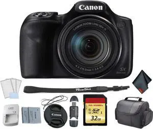 Canon PowerShot SX540 HS Digital Point and Shoot Camera Bundle with Replacement Battery + 32GB Memory Card + LCD Screen