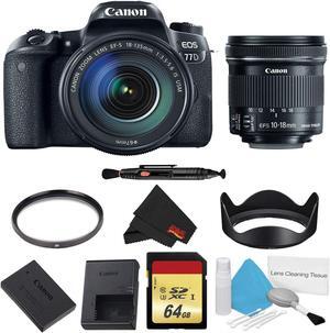 Canon EOS 77D DSLR Camera with 18-135mm Lens Bundle w/ Memory Kit + Bonus 10-18mm Lens (Intl Model)