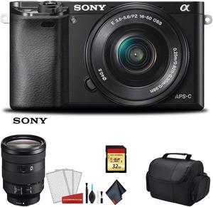 Sony Alpha a6400 Mirrorless Digital Camera with 16-50mm Lens + FE 24-105mm f/4 G OSS Lens & More - International Model