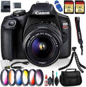 EOS Rebel T7 with EF-S 18-55mm Lens + Bag Bundle + Vivitar 58mm Graduated Color Filter Kit + 32GB Memory Kit + 12in Tripod + Hosa Y Cable + Cleaning Kit
