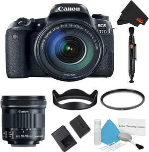 Canon EOS 77D DSLR Camera with 18-135mm Lens Bundle + Bonus 10-18mm Lens (Intl Model)