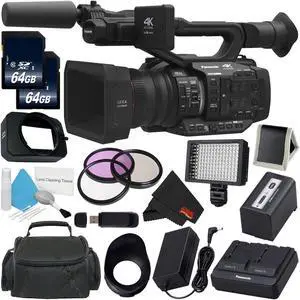 Panasonic AG-UX180 AG-UX180PJ 4K Premium Professional Camcorder + 64GB SDXC Class 10 Memory Card + Carrying Case + 67mm 3 Piece Filter Kit + Professional 160 LED Video Light Studio Series Bundle