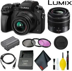 Panasonic Lumix DMC-G7 Mirrorless Micro Four Thirds Digital Camera with 14-42mm Lens Basic Bundle