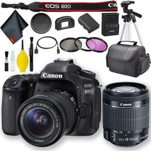 Canon EOS 80D DSLR Camera with 18-55mm Lens (International Model) Pro Bundle