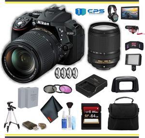 Nikon D5300 DSLR Camera with 18-140mm Lens Professional Bundle W/ Bag, Extra Battery, LED Light, Mic, Filters, Tripod, Monitor and More - (Intl Model)