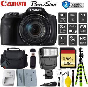 Canon PowerShot SX540 HS Digital Point and Shoot Camera + Extra Battery + Digital Flash + Camera Case + 128GB Class 10 M