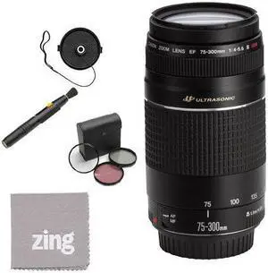 Canon EF 75-300mm f/4-5.6 III USM Telephoto Zoom Lens for Canon SLR Cameras Super Accessory Saver Kit