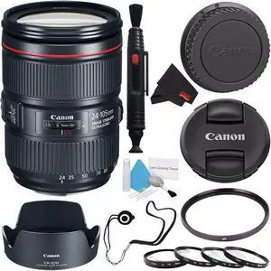 6Ave Canon EF 24-105mm f/4L is II USM Lens 1380C002 (White Box) + 77mm UV Filter + 77mm Macro Close Up Kit + Lens Cleani