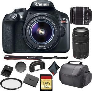 Canon EOS Rebel T6 DSLR Camera with 1855mm Lens 1159C003 Bundle with Canon EF 75300mm f456 III Lens  32GB Memory C