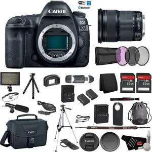 Canon EOS 5D Mark IV Full Frame DSLR Camera Body - Bundle with Canon EF 24-105mm f/3.5-5.6 is STM Lens + Microphone + Sc