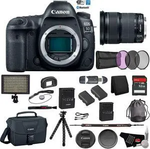 Canon EOS 5D Mark IV Full Frame DSLR Camera Body - Bundle with Canon EF 24-105mm f/3.5-5.6 is STM Lens + Tripod + LED Li