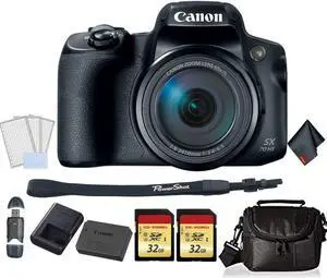 Canon PowerShot SX70 HS Digital Camera Bundle with 2X 32GB Memory Cards + SD Card USB Reader + LCD Screen Protectors and