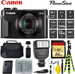 Canon PowerShot G7 X Mark II Point and Shoot Digital Camera  Extra Battery  Digital Flash  Camera Case  64GB Class 1