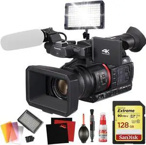 Panasonic AG-CX350 4K Camcorder with 128GB Memory Card - Pro Video Light Bundle