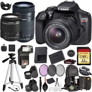 Canon EOS Rebel T6 Digital SLR Camera with EFS 1855mm  EFS 55250mm STM Black Professional Accessory Bundle Packag