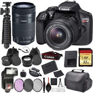 Canon EOS Rebel T6 Digital SLR Camera with EFS 1855mm  EFS 55250mm STM Black Essential Accessory Bundle Package D