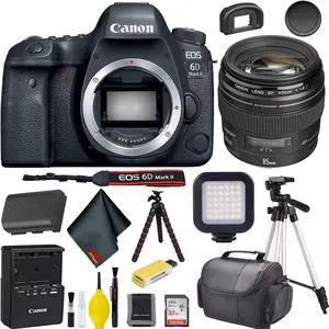 Canon EOS 6D Mark II DSLR Camera w/ 32GB Memory + Accessories Bundle