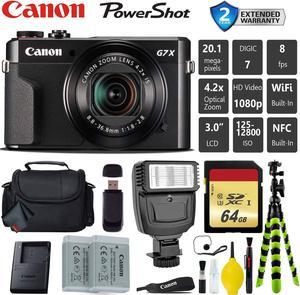 Canon PowerShot G7 X Mark II Point and Shoot Digital Camera  Extra Battery  Digital Flash  Camera Case  64GB Class 1