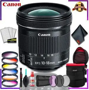 Canon EF-S 10-18mm f.4.5-5.6 is STM Lens (International Model) + 4.5 inch Vivitar Premium Lens Case + Vivitar Graduated