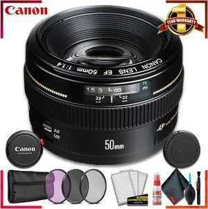 Canon EF 50mm f/1.4 USM Camera Lens + 3 Pcs Filter Kit + Cleaning Kit