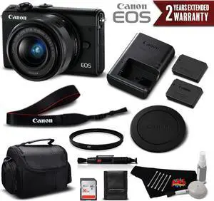 Canon EOS M100 Mirrorless Digital Camera with 15-45mm Lens (Black) 2209C011 International Version - Standard Bundle