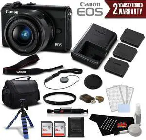 Canon EOS M100 Mirrorless Digital Camera with 15-45mm Lens (Black) 2209C011 International Version - Deluxe Bundle