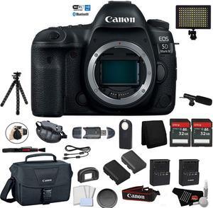 Canon EOS 5D Mark IV Full Frame Digital SLR Camera Body - Bundle with Microphone + Screen Protectors + LED Light + 2X 32
