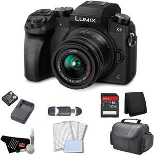 Panasonic Lumix DMC-G7 Mirrorless Micro Four Thirds Digital Camera with 14-42mm Lens (Black) - Bundle with 32GB Memory C