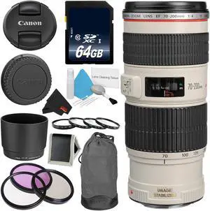 Canon EF 70-200mm f/4L is USM Telephoto Zoom Lens Bundle for Canon SLR Digital Cameras Intl Model - Pro