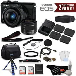 Canon EOS M100 Mirrorless Digital Camera with 15-45mm Lens (Black) 2209C011 International Version - Premium Bundle