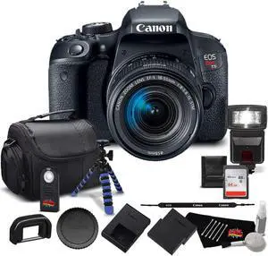 Canon EOS Rebel T7i Digital SLR Camera with 18-55mm Lens 1894C002 - Bundle Kit with 64GB Memory Card, Extra Battery, Tri Canon EOS Rebel T7i Digital SLR Camera with 18-55mm Lens 1894C002 - Bundle Kit with 64GB Memory Card, Extra Battery, Tri