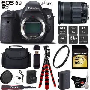 Canon EOS 6D DSLR Camera with 24-105mm is STM Lens + Wireless Remote + UV Protection Filter + Case + Wrist Strap + Tripo