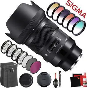 Sigma 50mm f/1.4 DG HSM Art Lens for Sony E (311965) with FLD Filter, CPL Filter, UV Filter - Color Graduated Filter Kit