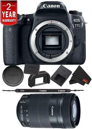 Canon EOS 77D DSLR Digital Camera (Body Only) International Model Bundle + Canon 55-250 STM Lens
