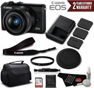 Canon EOS M100 Mirrorless Digital Camera with 15-45mm Lens (Black) 2209C011 International Version - Professional Bundle