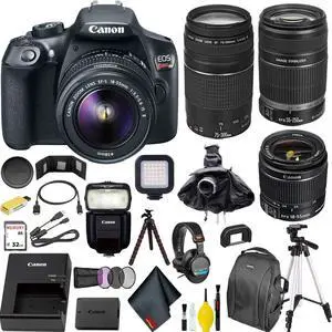 Canon EOS Rebel T6 DSLR Camera with 18-55mm Lens + 55-250mm Lens Master Kit