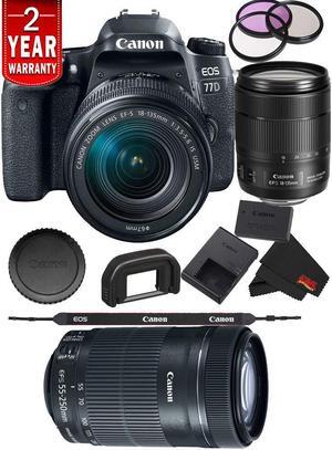 Canon EOS 77D DSLR Digital Camera 18-135mm Lens International Model Bundle + Canon 55-250 STM Lens