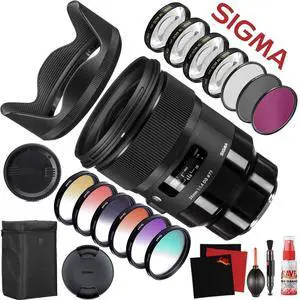 Sigma 24mm f/1.4 DG HSM Art Lens for Sony E (401965) with FLD Filter, CPL Filter, UV Filter - Color Graduated Filter Kit