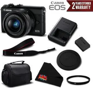 Canon EOS M100 Mirrorless Digital Camera with 15-45mm Lens (Black) 2209C011 International Version - Essential Bundle