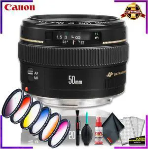 Canon EF 50 1.4 USM 58MM Lens (International Model) + Vivitar Graduated Color Filter Kit + Cleaning Kit