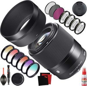 Sigma 30mm f/1.4 DC DN Contemporary Lens for Sony E (302965) with FLD Filter, CPL Filter, UV Filter - Color Graduated Fi