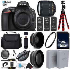 Nikon D5600 DSLR Wi-FI NFC 24.2MP DX CMOS Camera AF-S 18-140mm VR Lens + 12" Flexible Tripod + Camera Case - (Intl Model)